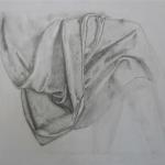 Étude de drapé, dessin au crayon de Prim