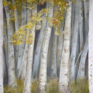 Bouleaux, pastels secs de Bérengère