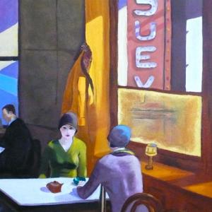 D'après Hopper, huile sur toile de Caroline