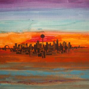 Villle, encre et feutres sur papier de Fabienne